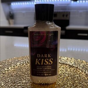 Bath & Body Works Dark Kiss Lotion - Plum Label with Gold Text